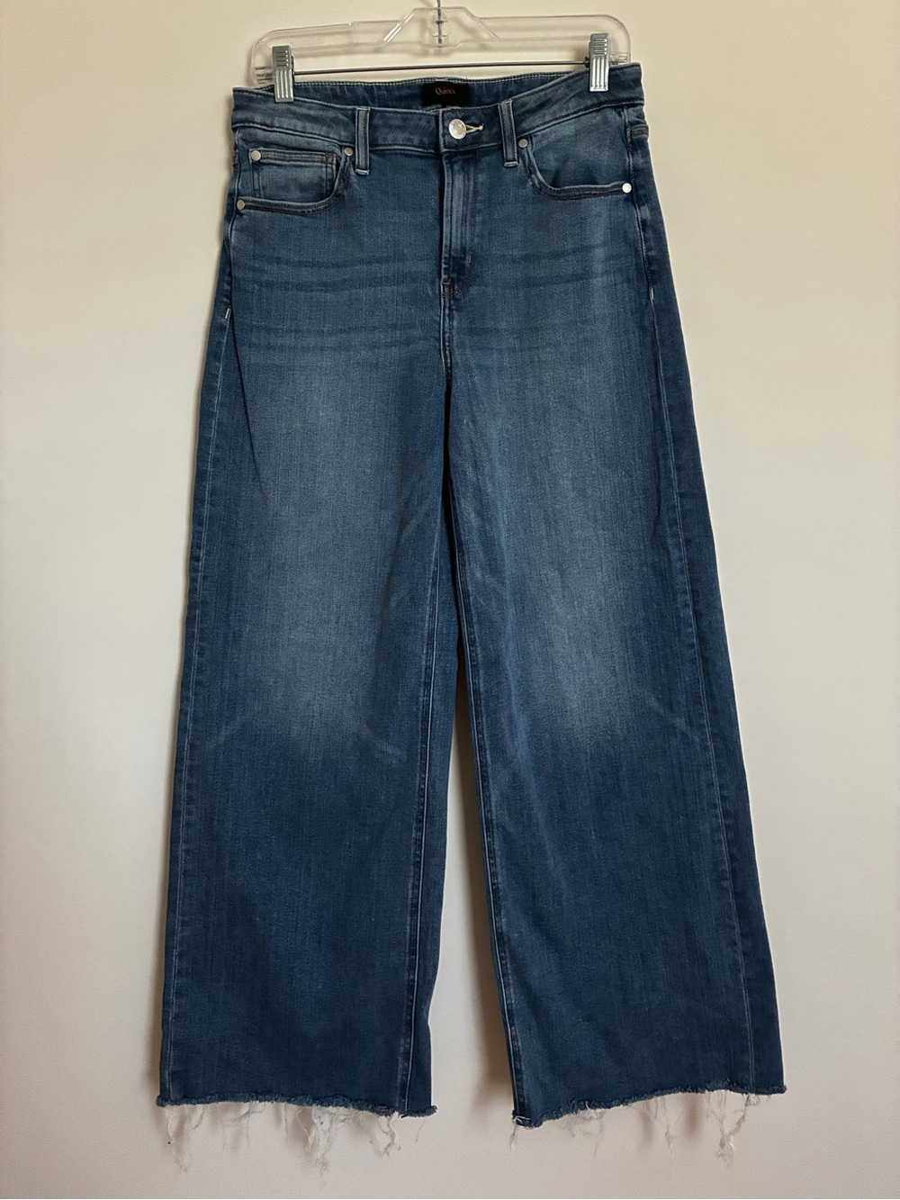 Quince Bella Stretch Wide Leg Jeans Twilight Blue Fray size 30